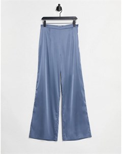Синие атласные брюки с завязками Chi chi london