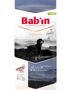 Bab in Signature Medium Maxi Senior для пожилых собак средних и крупных пород с уткой курицей и свин Bab'in