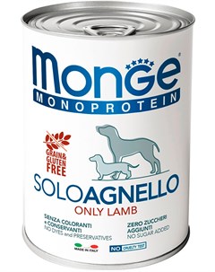 Monoprotein Solo Dog монобелковые для взрослых собак паштет с ягненком 70014236bs 400 гр х 24 шт Monge