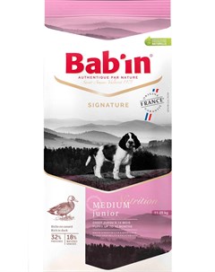 Bab in Signature Medium Junior для щенков средних пород беременных и кормящих сук с уткой и свининой Bab'in