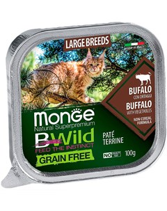 Bwild Grain Free Adult Cat Large Breeds беззерновые для взрослых кошек и котят крупных пород с буйво Monge