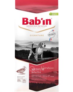 Bab in Signature Medium Adulte для взрослых собак средних пород с уткой и свининой 15 кг Bab'in