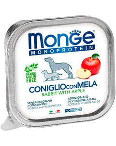 Monoprotein Fruits Dog монобелковые для взрослых собак паштет с кроликом и яблоками 150 гр Monge