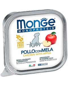 Monoprotein Fruits Puppy монобелковые для щенков паштет с курицей и яблоками 150 гр х 24 шт Monge