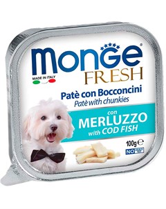 Fresh Dog для взрослых собак паштет с треской 100 гр Monge