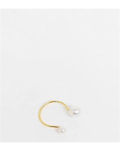 Кольцо из стерлингового серебра с золотистым покрытием и перламутровыми бусинами разного размера Asos design