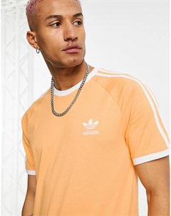 Бледно оранжевая футболка с тремя полосками adicolor Adidas originals