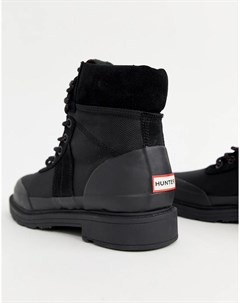 Черные утепленные кожаные ботинки Hunter