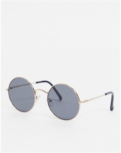 Круглые солнцезащитные очки с золотистой оправой и затемненными линзами Asos design