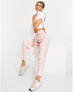 Льняные суженные книзу брюки розового цвета с поясом Asos design