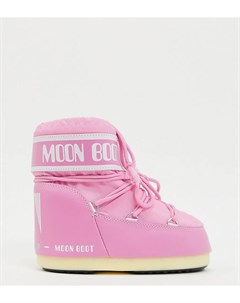 Розовые классические низкие зимние сапоги Moon boot