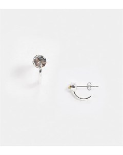 Серьги кольца диаметром 10 мм из стерлингового серебра с гвоздиком со стразами Kingsley ryan