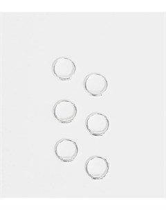 Эксклюзивный набор из 3 пар маленьких серег колец диаметром 8 мм из стерлингового серебра Kingsley ryan