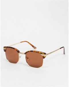Солнцезащитные очки ретро в стиле 90 х с черепаховой оправой металлическими дужками и коричневыми ли Asos design