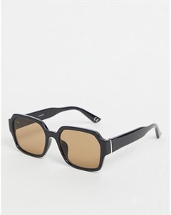 Квадратные солнцезащитные очки в черной пластмассовой оправе с коричневыми дымчатыми стеклами в стил Asos design