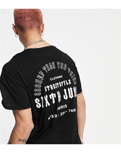 Черная oversized футболка с принтом Sooner than you think на спине эксклюзивно для ASOS Sixth june