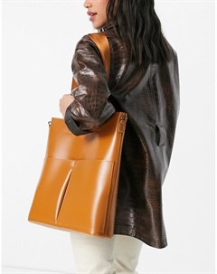 Светло коричневая сумка тоут с ремешком на плечо и двумя карманами Claudia canova