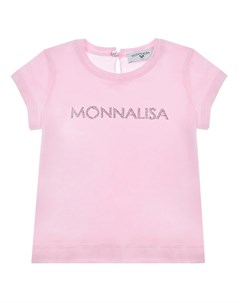 Розовая футболка со стразами детская Monnalisa