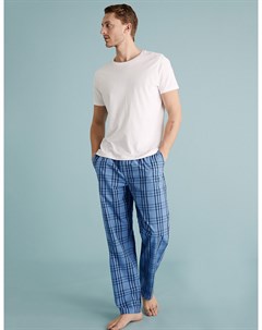 Хлопковые пижамные брюки в клетку Marks & spencer