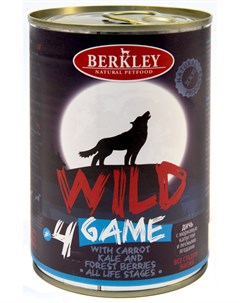 4 Wild Game для собак и щенков с дичью морковью капустой и лесными ягодами 400 гр Berkley