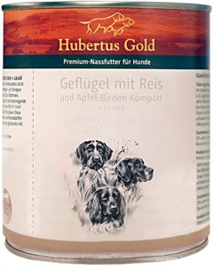 Для взрослых собак с мясом птицы рисом яблоками и грушей 800 гр х 6 шт Hubertus gold
