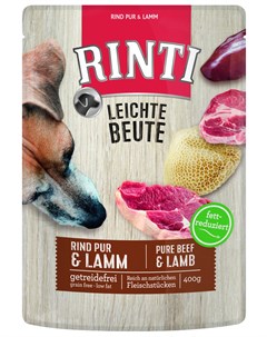Leichte Beute для взрослых собак с чувствительным пищеварением с говядиной и ягненком 400 гр Rinti