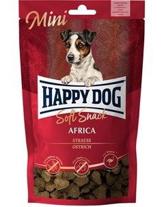 Лакомство Softsnack Mini Africa для взрослых собак мелких пород со страусом 100 гр Happy dog