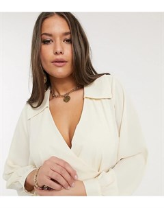 Кремовая блузка с запахом и воротником Vero moda curve