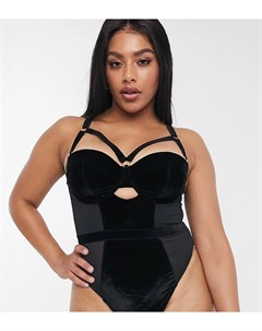 Бархатный боди на косточках со вставками ASOS DESIGN Curve Asos curve