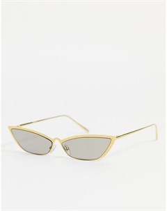 Солнцезащитные очки с угловатой золотистой оправой и дымчатыми стеклами Asos design