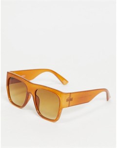 Oversized солнцезащитные очки в стиле 70 х в светло коричневой оправе с затемненными стеклами Asos design