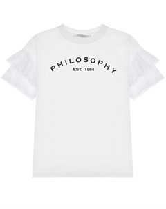 Белая футболка с рюшами на рукавах детская Philosophy