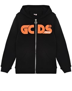 Черная спортивная куртка с оранжевым логотипом детская Gcds