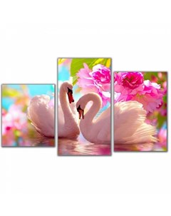 Мини модульная картина Лебеди в цветах 55х94см Toplight