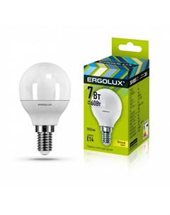 Светодиодная лампа E14 7W 3000K теплый Ergolux