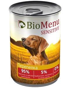 Adult Sensitive для взрослых собак с чувствительным пищеварением с перепелкой 410 гр Biomenu