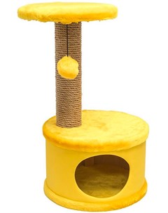 Домик когтеточка Конфетти круглый искусственный мех экокожа джут желтый 37 х 37 х 73 см 1 шт Дарэлл