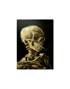 Картина череп с горящей сигаретой черный 80x100x2 см Icon designe