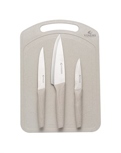 Набор из 3 ножей и разделочной доски organic серый 25x35x2 см Viners