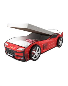 Кровать машина карлсон турбо с подъемным механизмом объемными колесами красный 85x48x178 см Magic cars