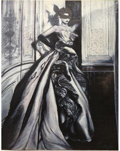 Картина дама в маске серый 70x90 см Garda decor