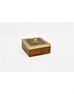 Деревянная шкатулка с металлической крышкой коричневый 12x7x12 см Abby décor