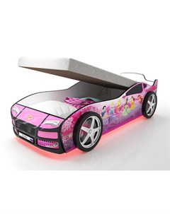 Кровать машина карлсон турбо фея с подъемным механизмом розовый 75x48x178 см Magic cars