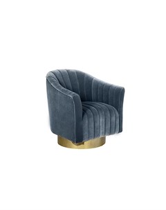 Кресло вращающееся голубое велюровое голубой 76 0x83 0x77 0 см Garda decor