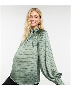 Свободная блузка в ромбовидный горошек с бантом и объемными рукавами Fashion union maternity