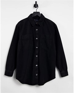 Черная выбеленная джинсовая рубашка свободного кроя от комплекта Asos design