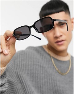 Солнцезащитные очки с черной квадратной оправой из переработанных материалов и черными линзами с рав Asos design
