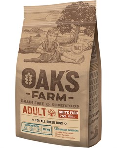 Grain Free With Fish Adult All Breeds беззерновой для взрослых собак всех пород с белой рыбой 2 кг Oak's farm
