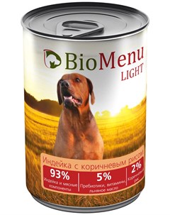 Adult Light диетические для взрослых собак с индейкой и коричневым рисом 410 гр х 12 шт Biomenu