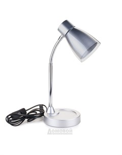 Лампа настольная DEL1023 1 E14 25Вт 220В 50Гц металл пластик серебряный Домовой